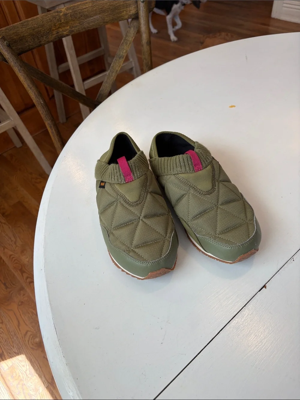 Teva Olive Quilted Slip-On Casual Loafers with Pink Accents - Picture 4 of 4